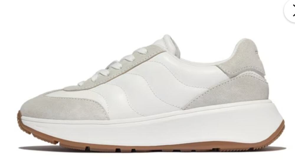 Fitflop Women's F-Mode T-Toe Wave Trainer Lace-up Sneakers White 9 NEW